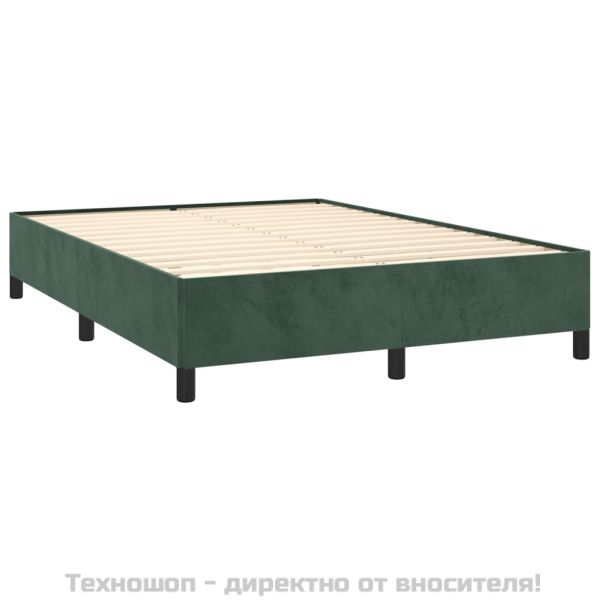 Рамка за легло без матрак, тъмнозелена, 140x190 см, кадифе