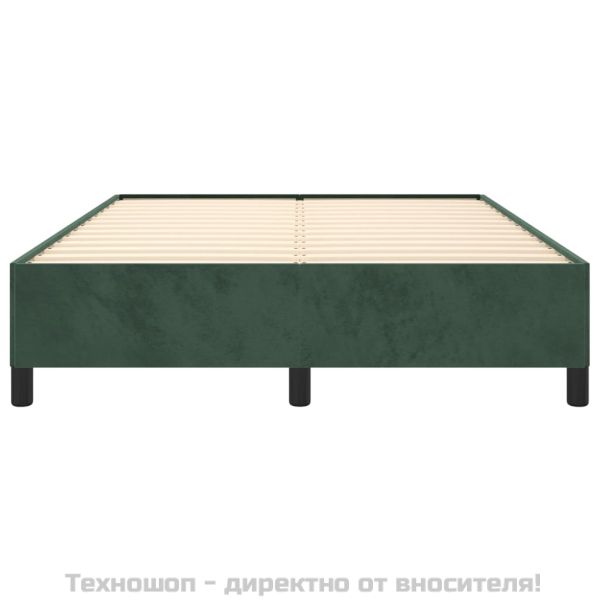 Рамка за легло без матрак, тъмнозелена, 140x190 см, кадифе