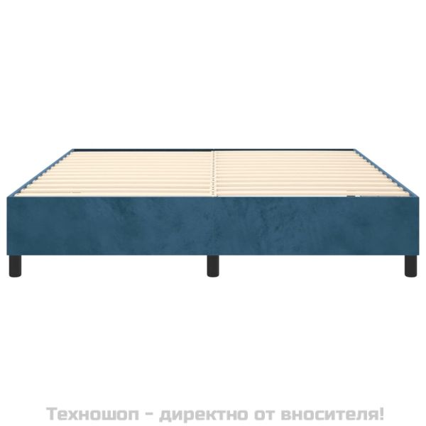 Рамка за легло с пружини, тъмносиня, 180x200 см, кадифе