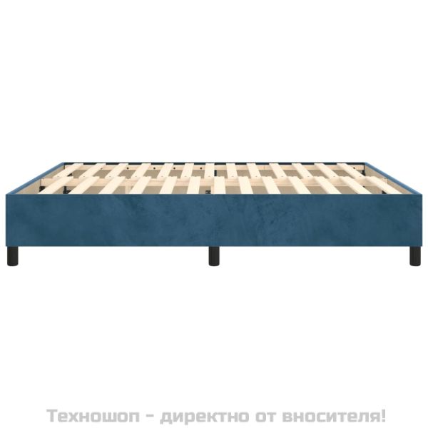 Рамка за легло с пружини, тъмносиня, 180x200 см, кадифе