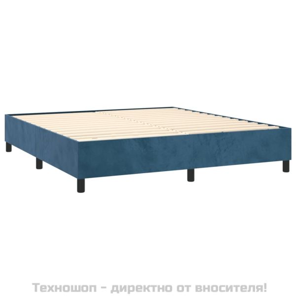 Рамка за легло с пружини, тъмносиня, 160x200 см, кадифе