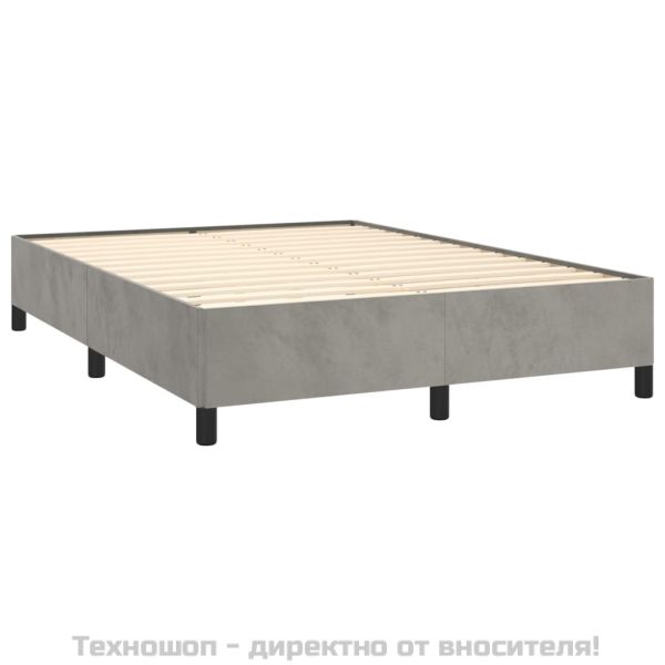 Рамка за легло без матрак, светлосив, 140x190 см, кадифе