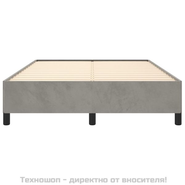 Рамка за легло без матрак, светлосив, 140x190 см, кадифе