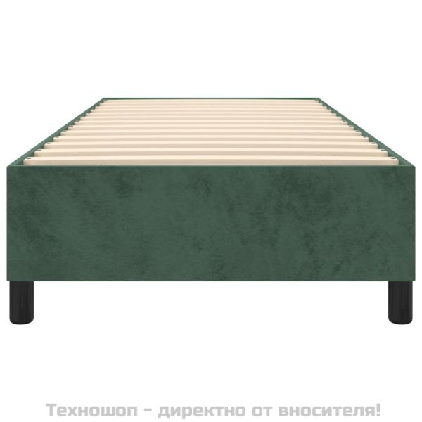 Рамка за легло с пружини, тъмнозелена, 90x200 см, кадифе