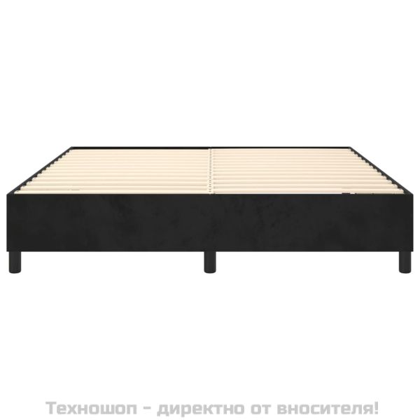 Рамка за легло с пружини, черна, 160x200 см, кадифе