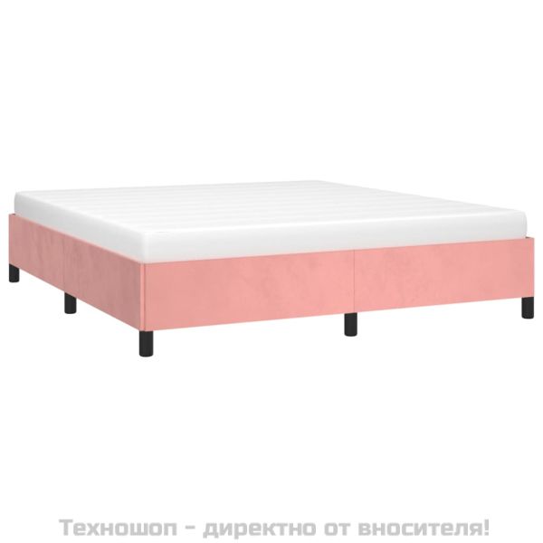 Рамка за легло, розова, 160x200 см, кадифе
