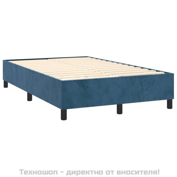 Рамка за легло с пружини, тъмносиня, 120x200 см, кадифе
