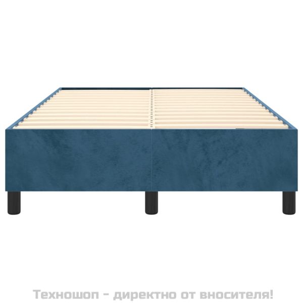 Рамка за легло с пружини, тъмносиня, 120x200 см, кадифе