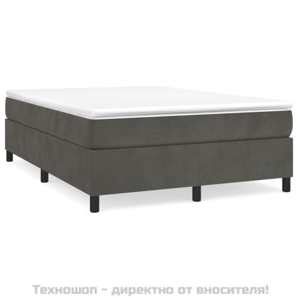 Рамка за легло с пружини, тъмносива, 140x190 см, кадифе