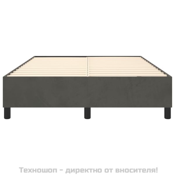 Рамка за легло с пружини, тъмносива, 140x190 см, кадифе