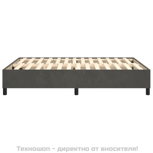 Рамка за легло с пружини, тъмносива, 140x190 см, кадифе