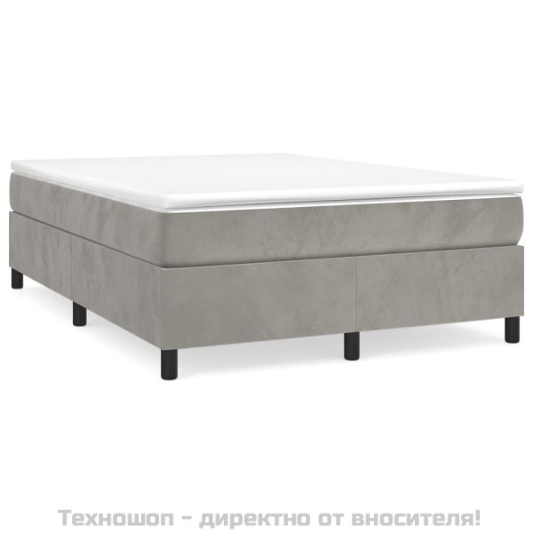 Рамка за легло с пружини, светлосива, 140x200 см, кадифе