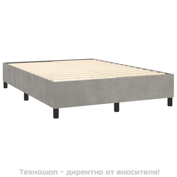 Рамка за легло с пружини, светлосива, 140x200 см, кадифе