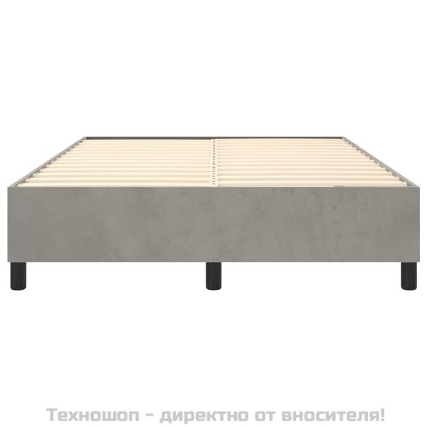 Рамка за легло с пружини, светлосива, 140x200 см, кадифе