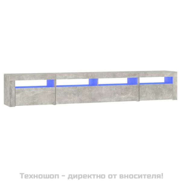 ТВ шкаф с LED осветление, бетонно сив, 240x35x40 см