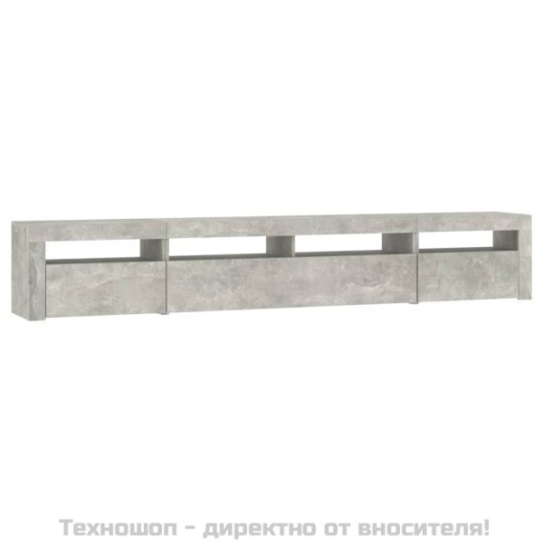 ТВ шкаф с LED осветление, бетонно сив, 240x35x40 см