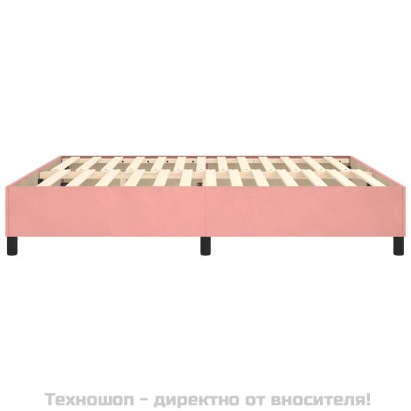 Рамка за легло с пружини, розова, 160x200 см, кадифе