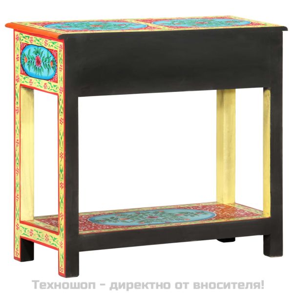 Ръчно рисувана конзолна маса, 80x35x75 cм, мангово дърво масив