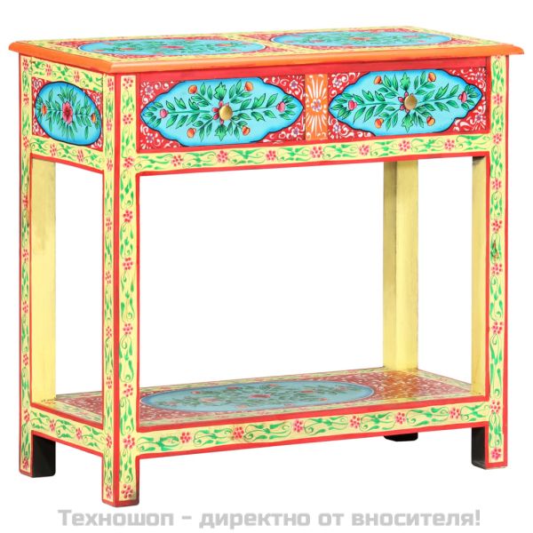 Ръчно рисувана конзолна маса, 80x35x75 cм, мангово дърво масив