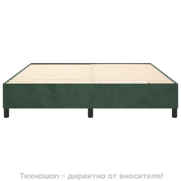 Рамка за легло с пружини, тъмнозелена, 180x200 см, кадифе