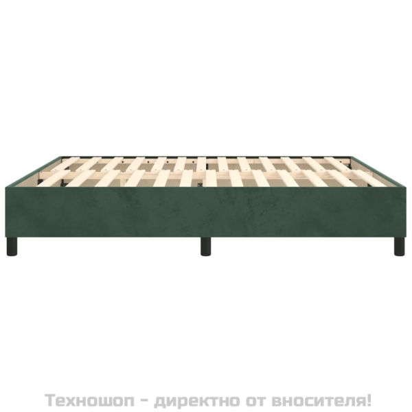 Рамка за легло с пружини, тъмнозелена, 180x200 см, кадифе