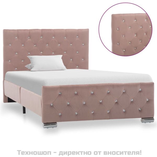 Рамка за легло, розова, кадифе, 100x200 см