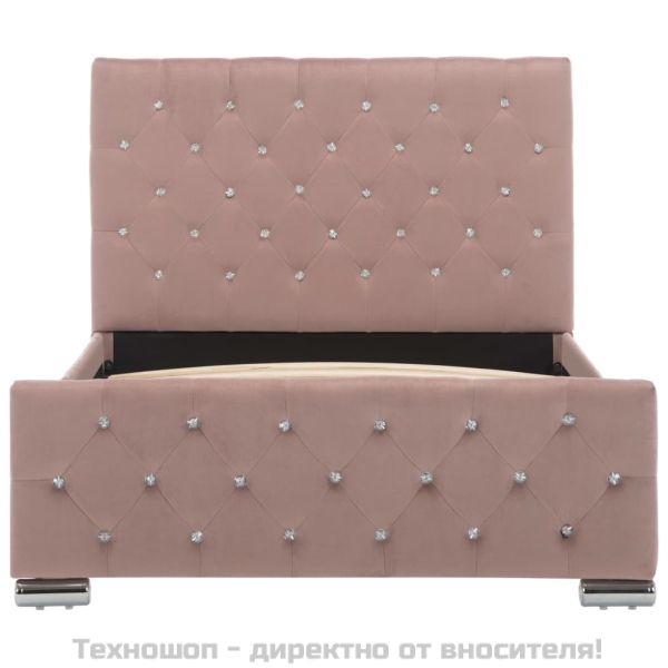 Рамка за легло, розова, кадифе, 100x200 см