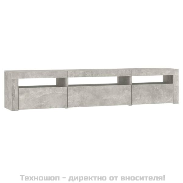 ТВ шкаф с LED осветление, бетонно сив, 195x35x40 см