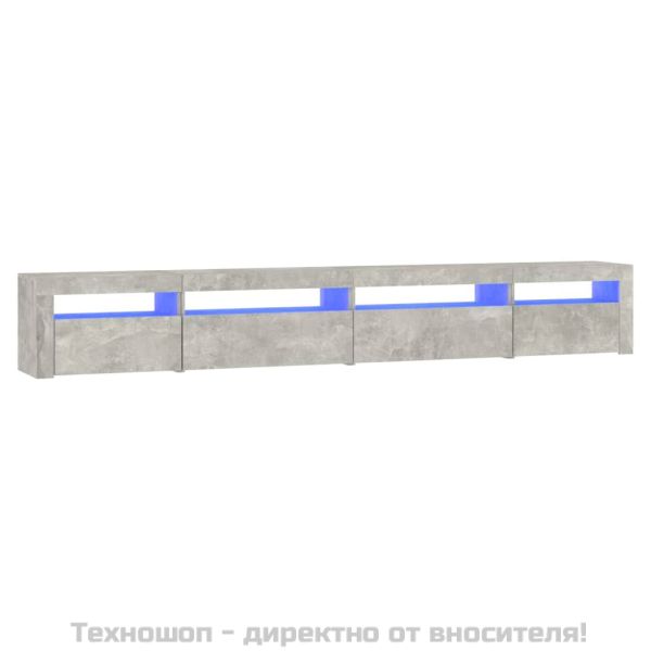 ТВ шкаф с LED осветление, бетонно сив, 270x35x40 см