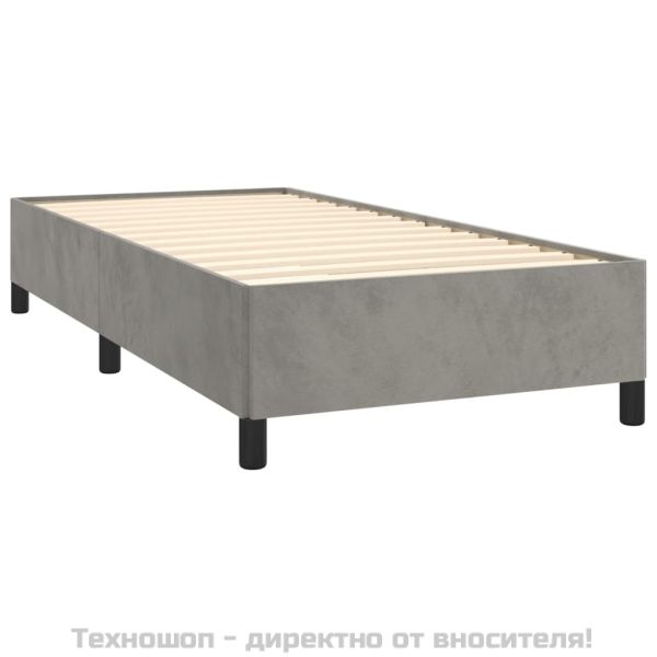 Рамка за легло без матрак, светлосива, 100x200 см, кадифе