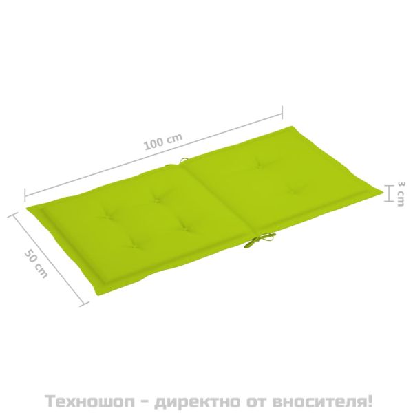 Възглавници за столове 4 бр яркозелени 100x50x3 см Оксфорд плат
