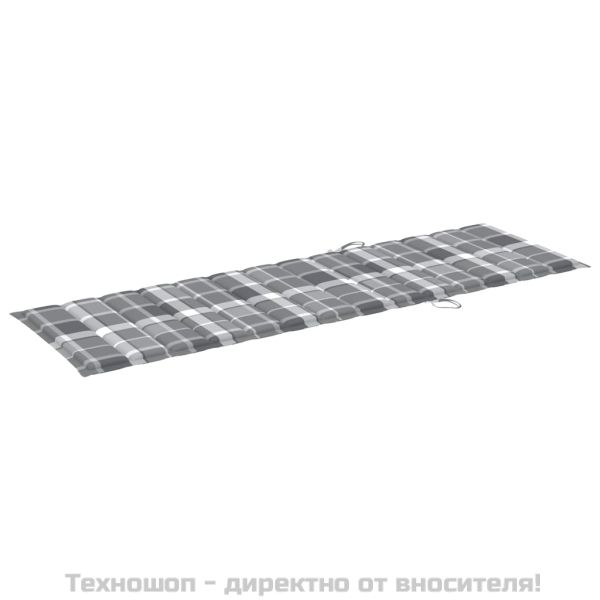 Шалте за шезлонг, сиво каре, 200x60x3 см, Оксфорд плат