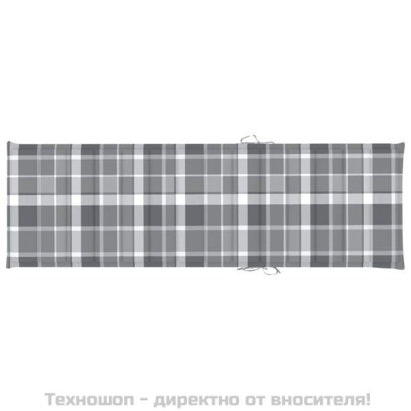Шалте за шезлонг, сиво каре, 200x60x3 см, Оксфорд плат