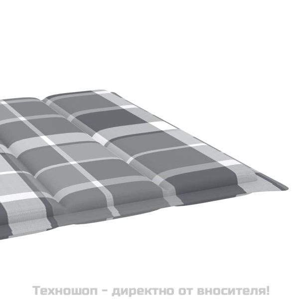 Шалте за шезлонг, сиво каре, 200x60x3 см, Оксфорд плат