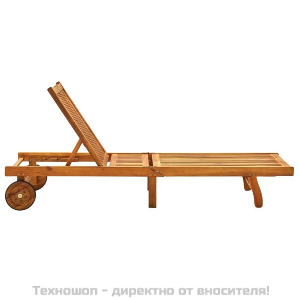 Градински шезлонг с шалте, акациево дърво масив
