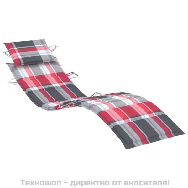 Шезлонг с възглавница, сив, масивно акациево дърво