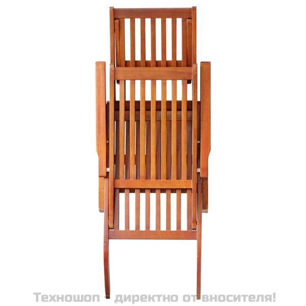 Градински шезлонг подложка за крака и възглавница акация масив