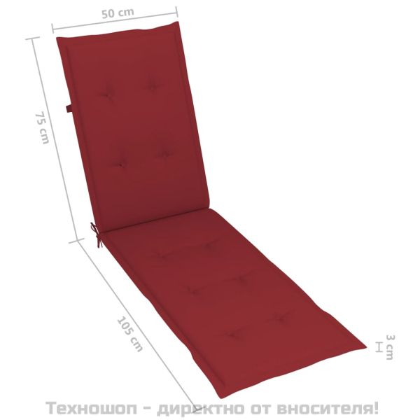 Градински шезлонг подложка за крака и възглавница акация масив