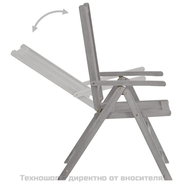 Градински накланящи се столове 4 бр с възглавници акация масив