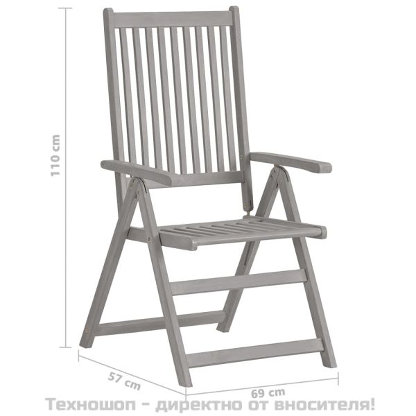 Градински накланящи се столове 4 бр с възглавници акация масив