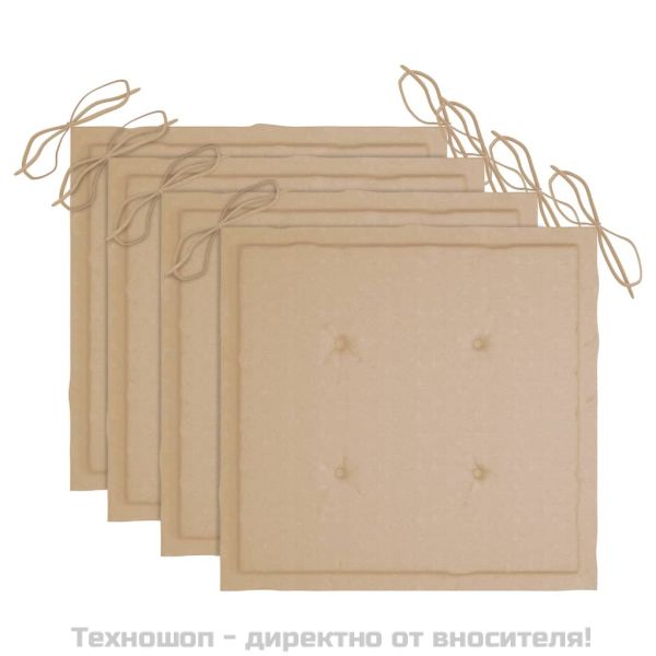 Възглавници за столове 4 бр бежови 40x40x4 см Оксфорд плат
