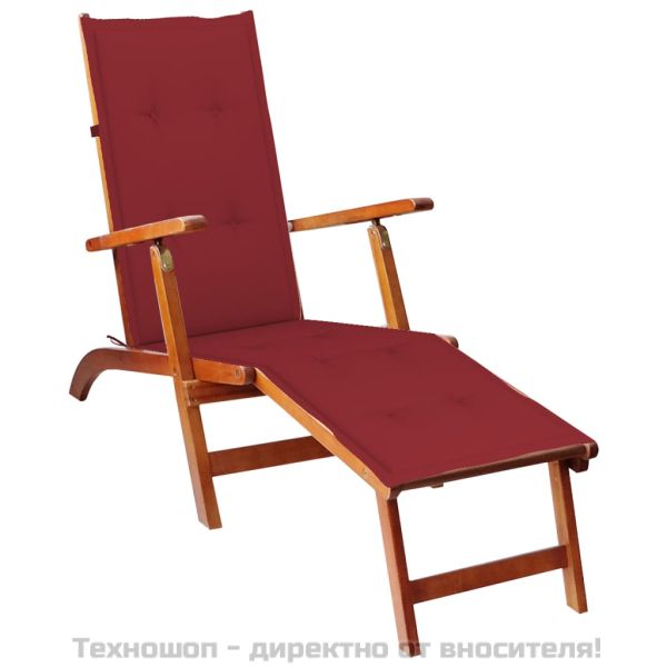 Възглавница за стол шезлонг виненочервена (75+105)x50x4 см