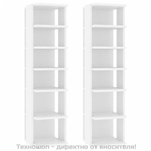 Шкафове за обувки, 2 бр, бели, 27,5x27x102 см, инженерно дърво
