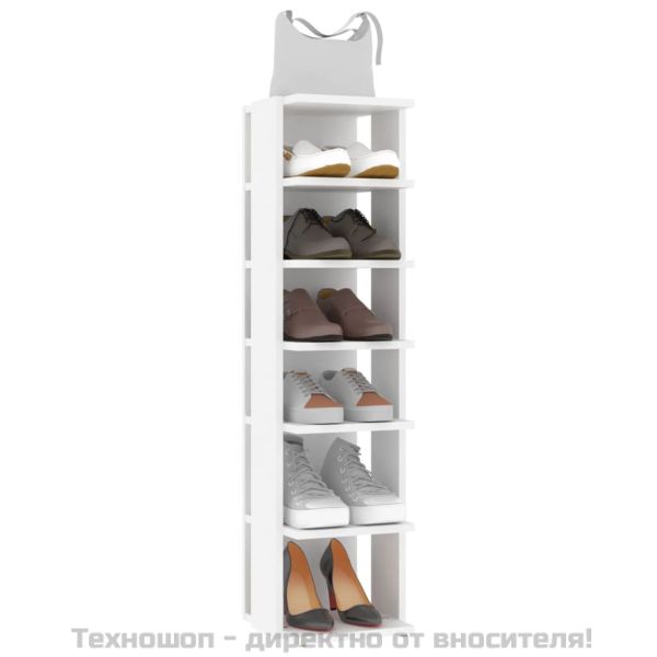 Шкафове за обувки, 2 бр, бели, 27,5x27x102 см, инженерно дърво