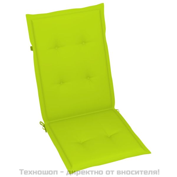 Възглавници за столове 4 бр яркозелени 120x50x3 см плат