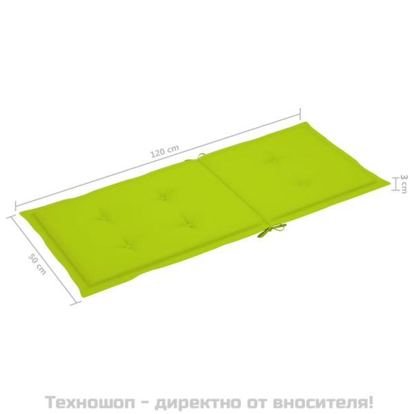 Възглавници за столове 4 бр яркозелени 120x50x3 см плат