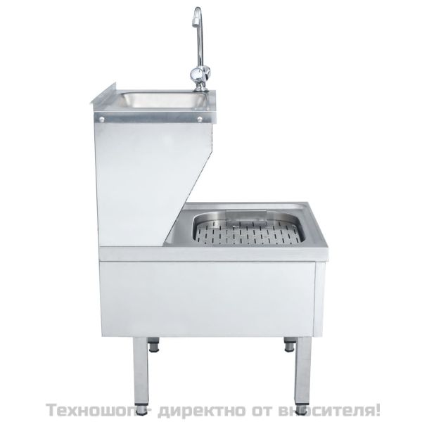 Търговска мивка за ръце с кранче, свободностояща, инокс