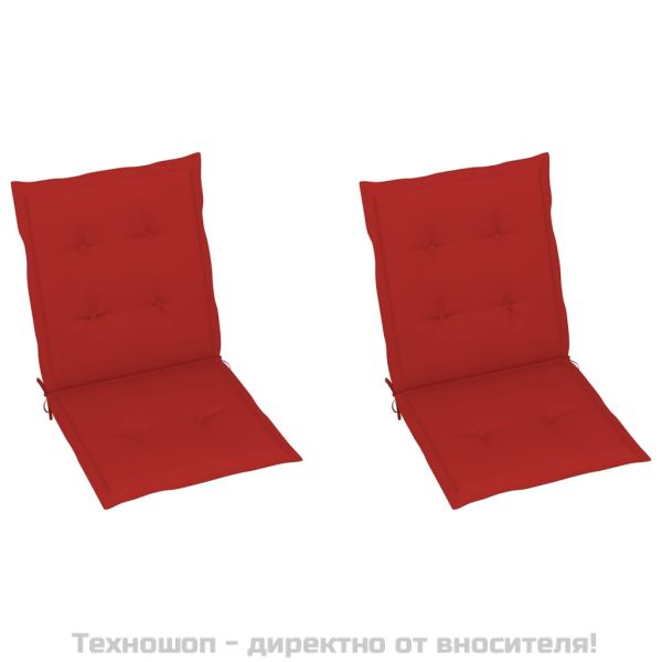 Възглавници за столове 2 бр червени 100x50x3 см Оксфорд плат
