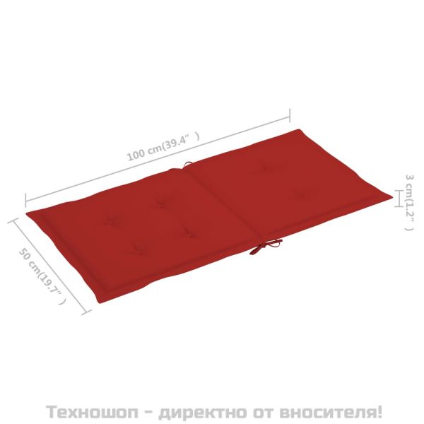 Възглавници за столове 2 бр червени 100x50x3 см Оксфорд плат