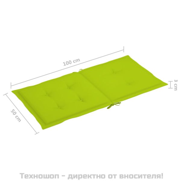 Възглавници за столове 6 бр яркозелени 100x50x3 см Оксфорд плат